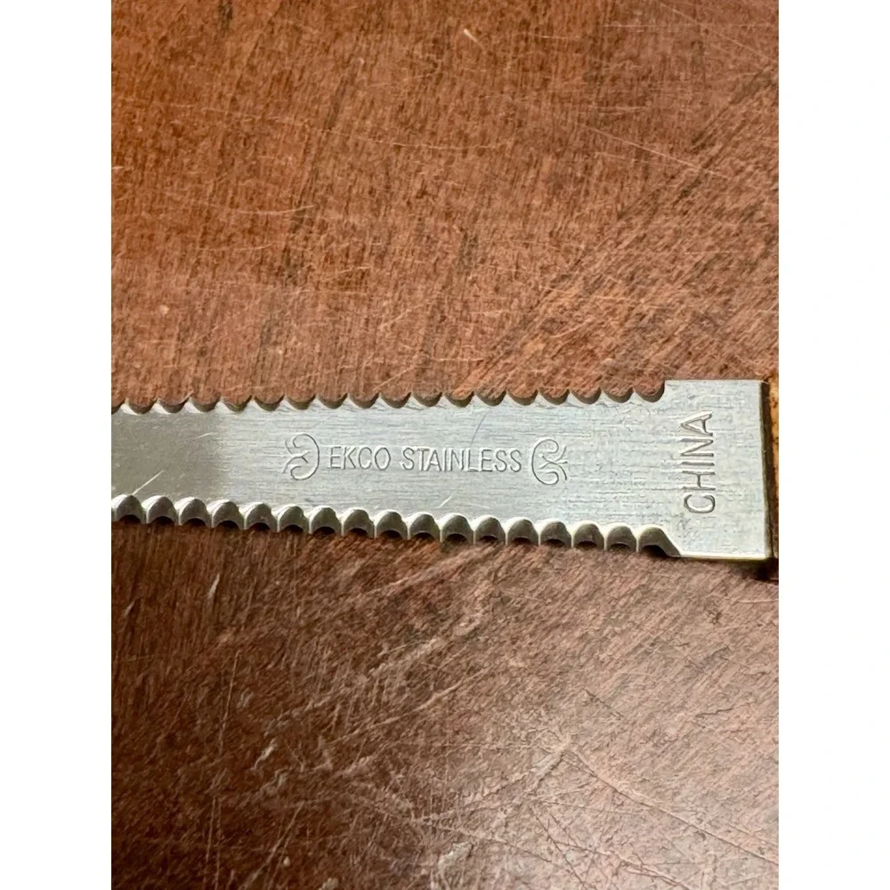 Ekco Stainless Steel Serrated Double Sided Blade Grapefruit Knife Wood‎ Handle